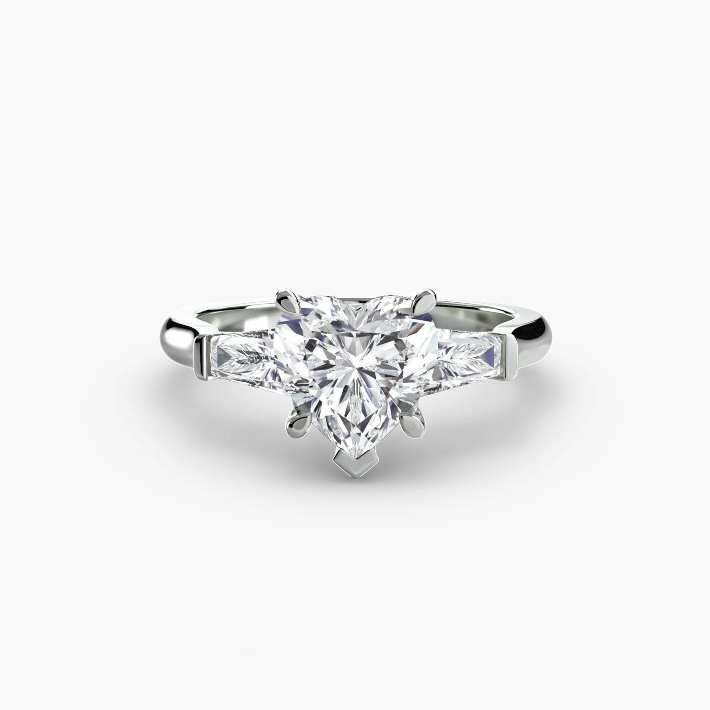 Three-Stone Ring with Baguette Side Stones