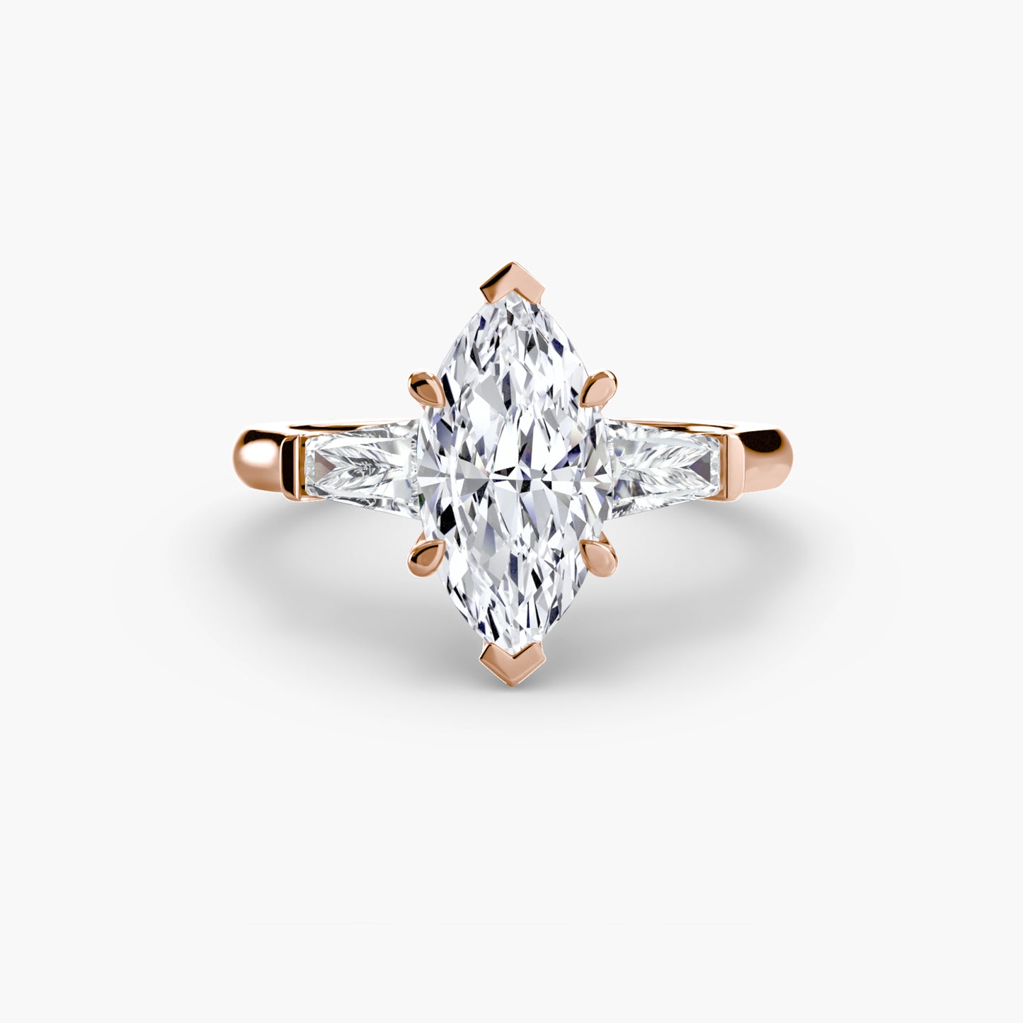 Three-Stone Ring with Baguette Side Stones