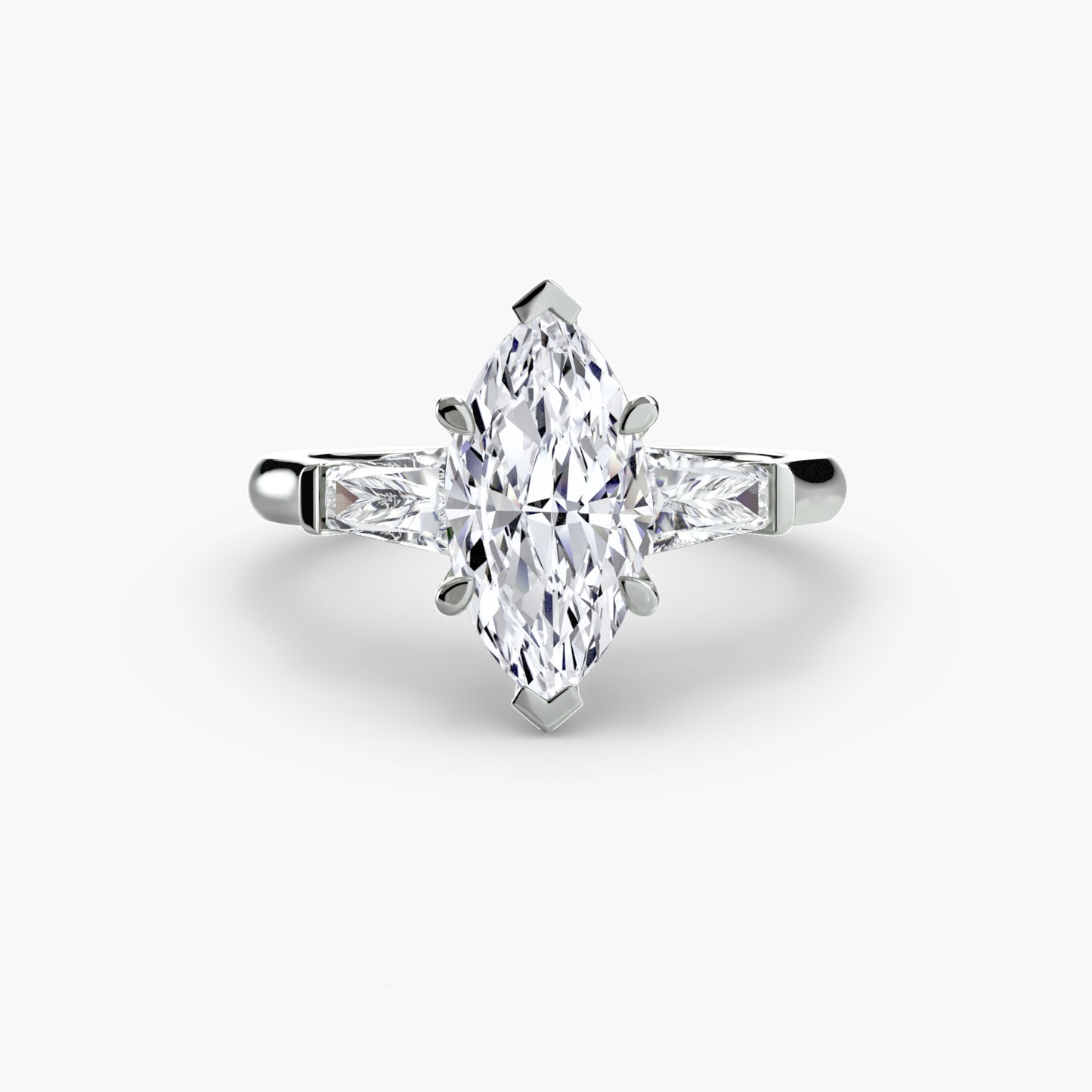 Three-Stone Ring with Baguette Side Stones