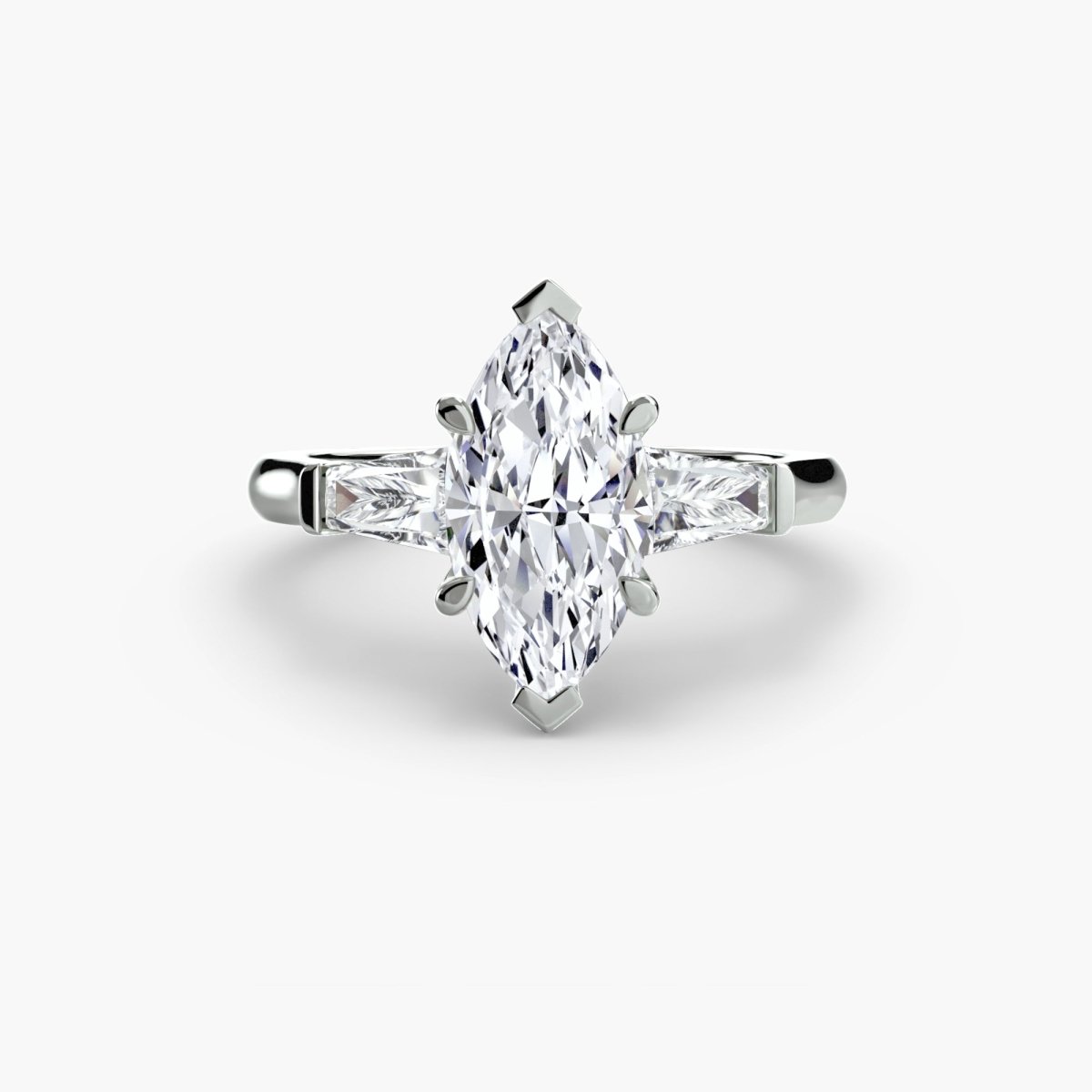Three-Stone Ring with Baguette Side Stones | Joaillerie VCL