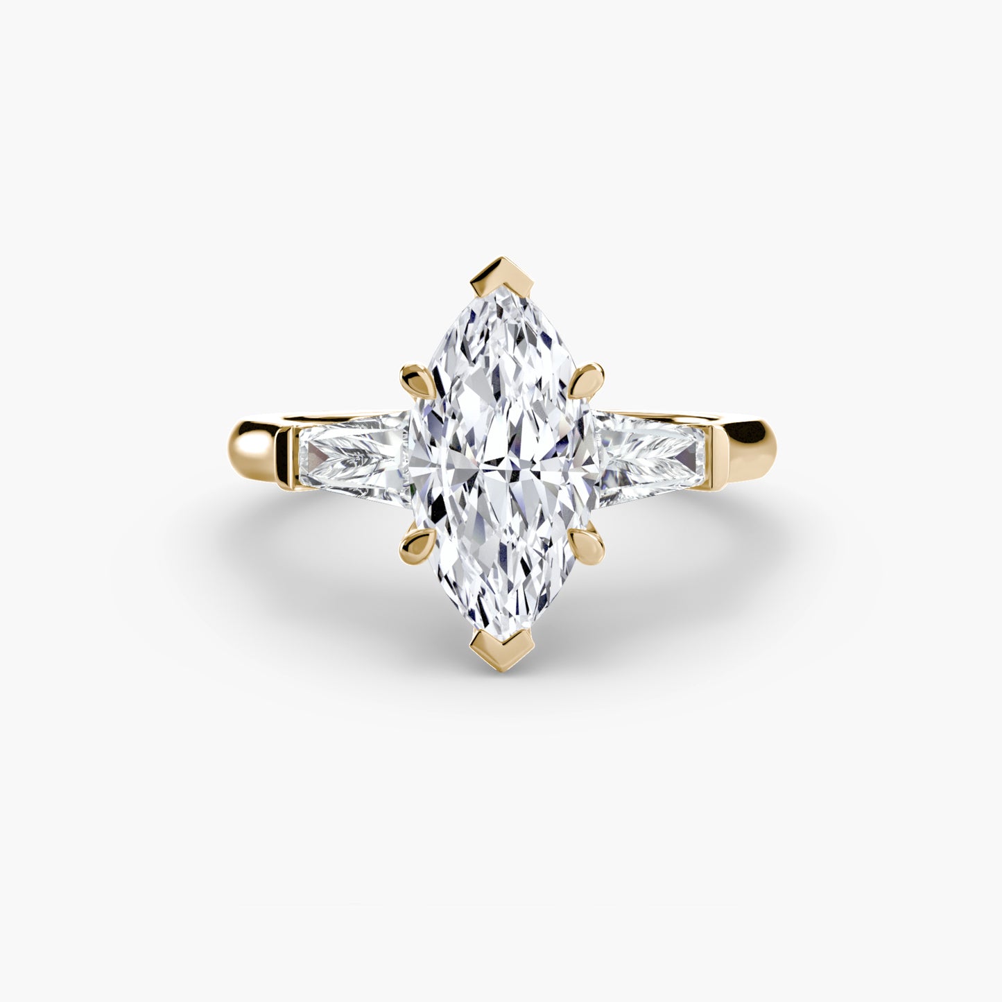 Three-Stone Ring with Baguette Side Stones