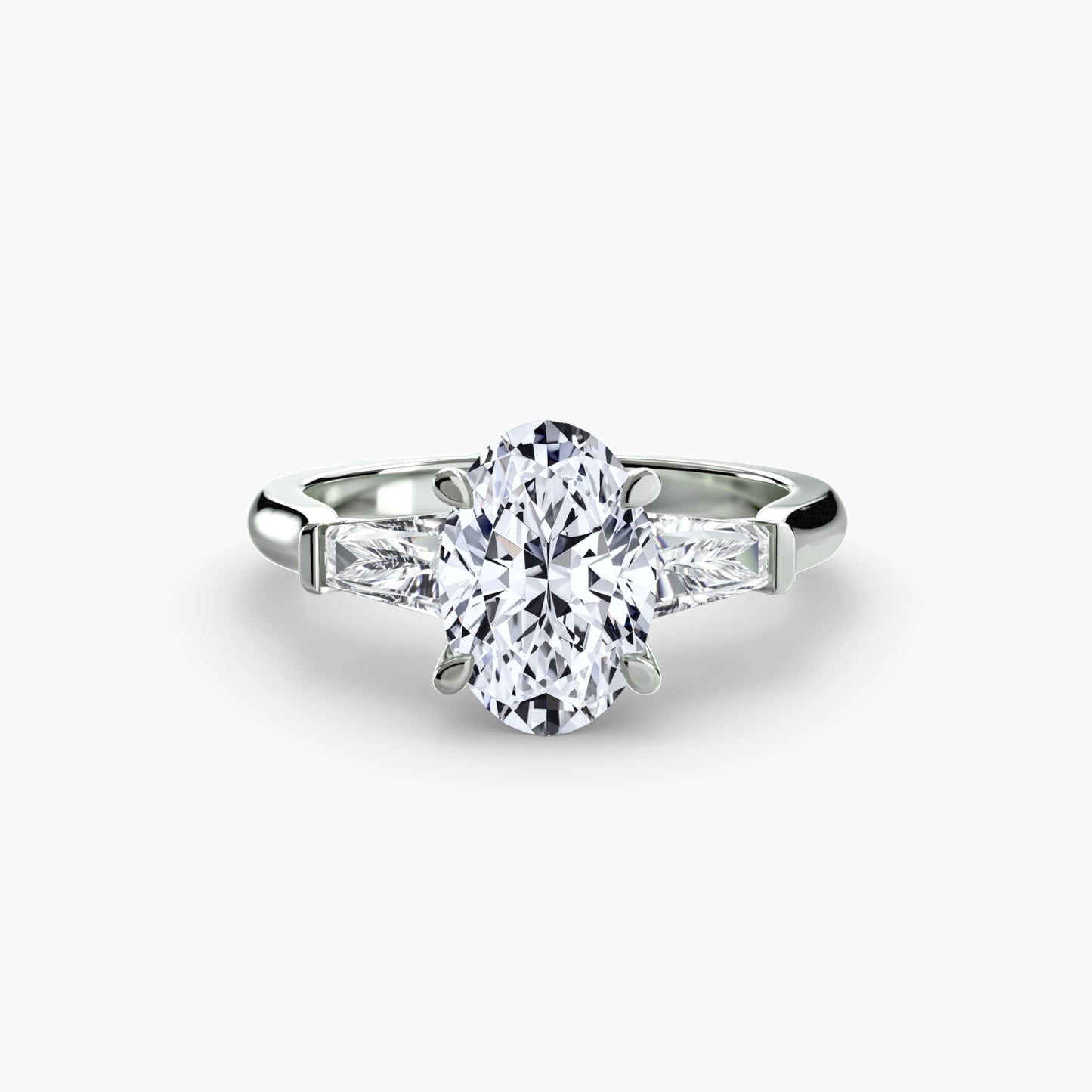 Three-Stone Ring with Baguette Side Stones