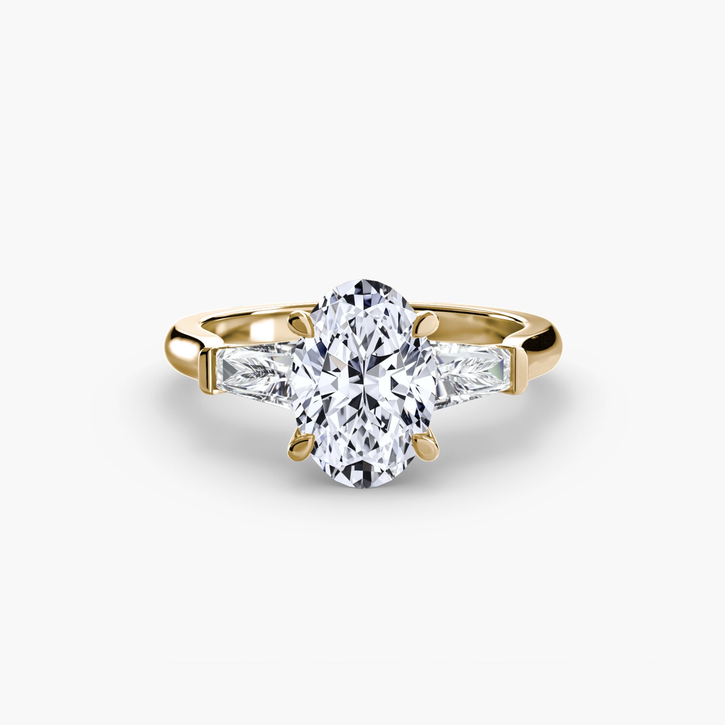 Three-Stone Ring with Baguette Side Stones