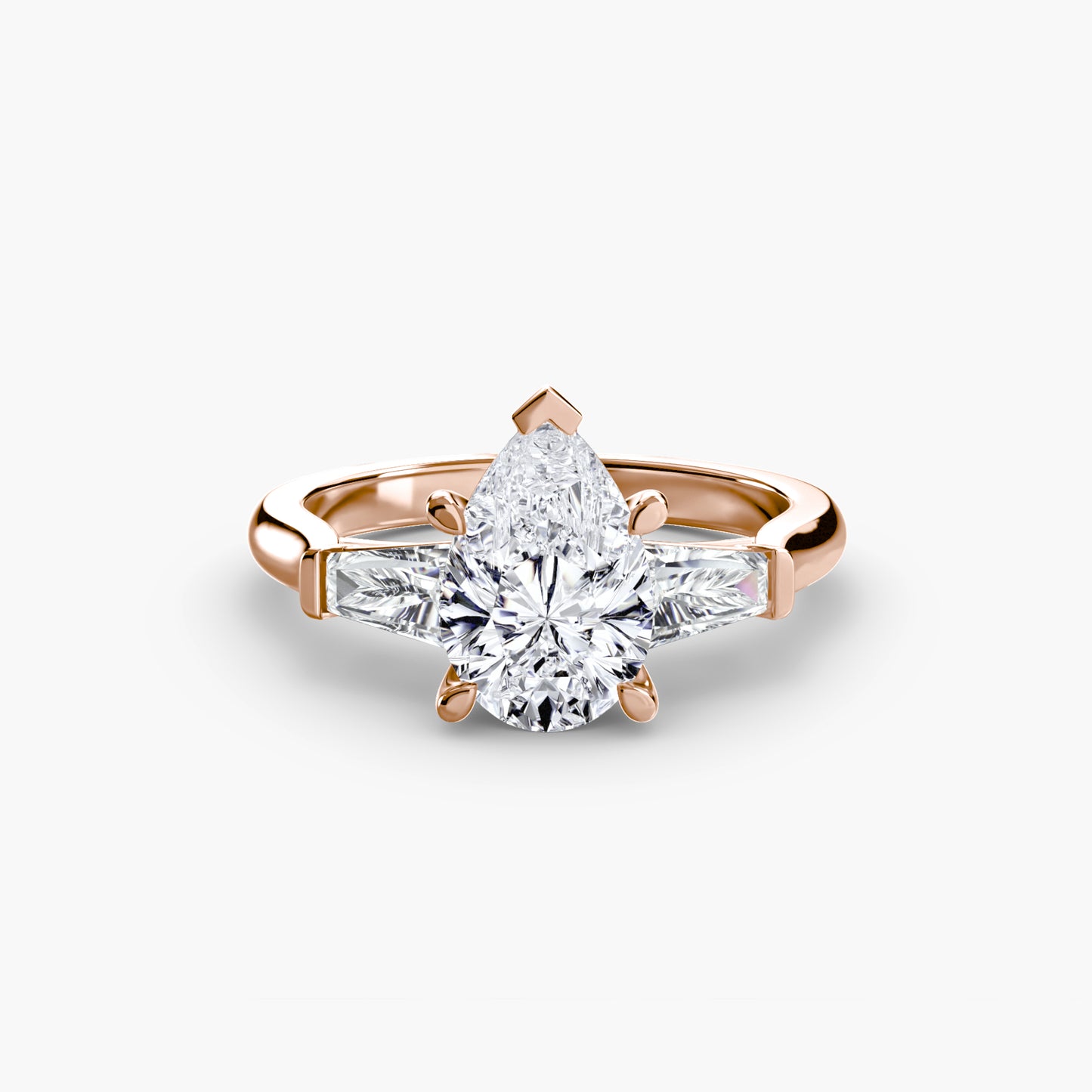 Three-Stone Ring with Baguette Side Stones