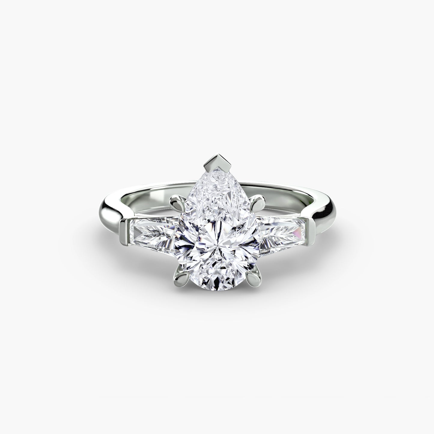 Three-Stone Ring with Baguette Side Stones