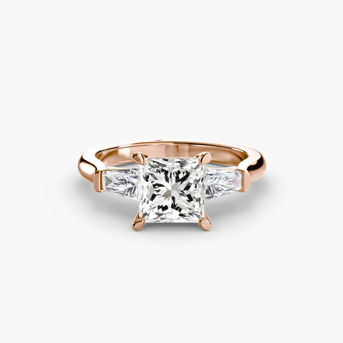 Three-Stone Ring with Baguette Side Stones