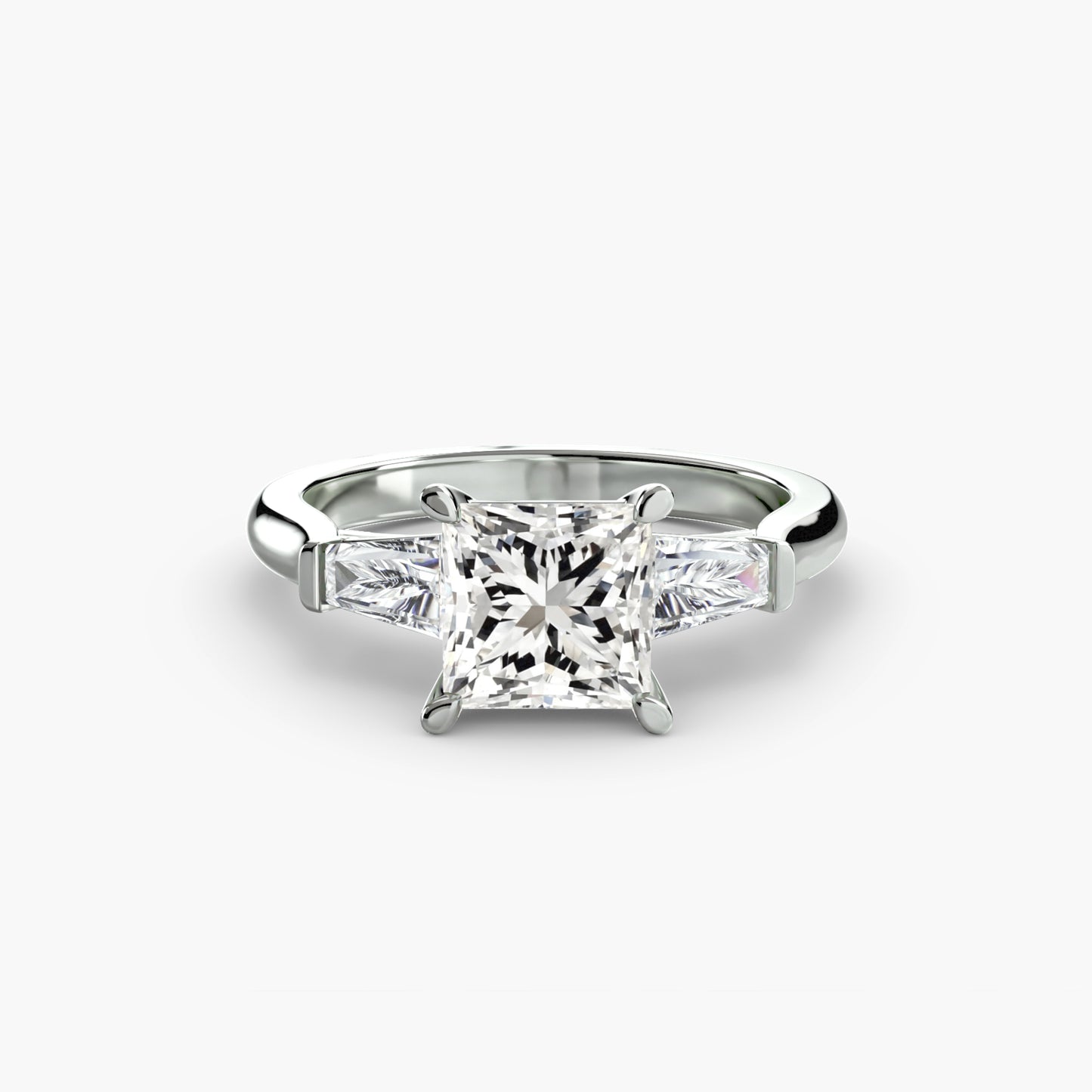 Three-Stone Ring with Baguette Side Stones