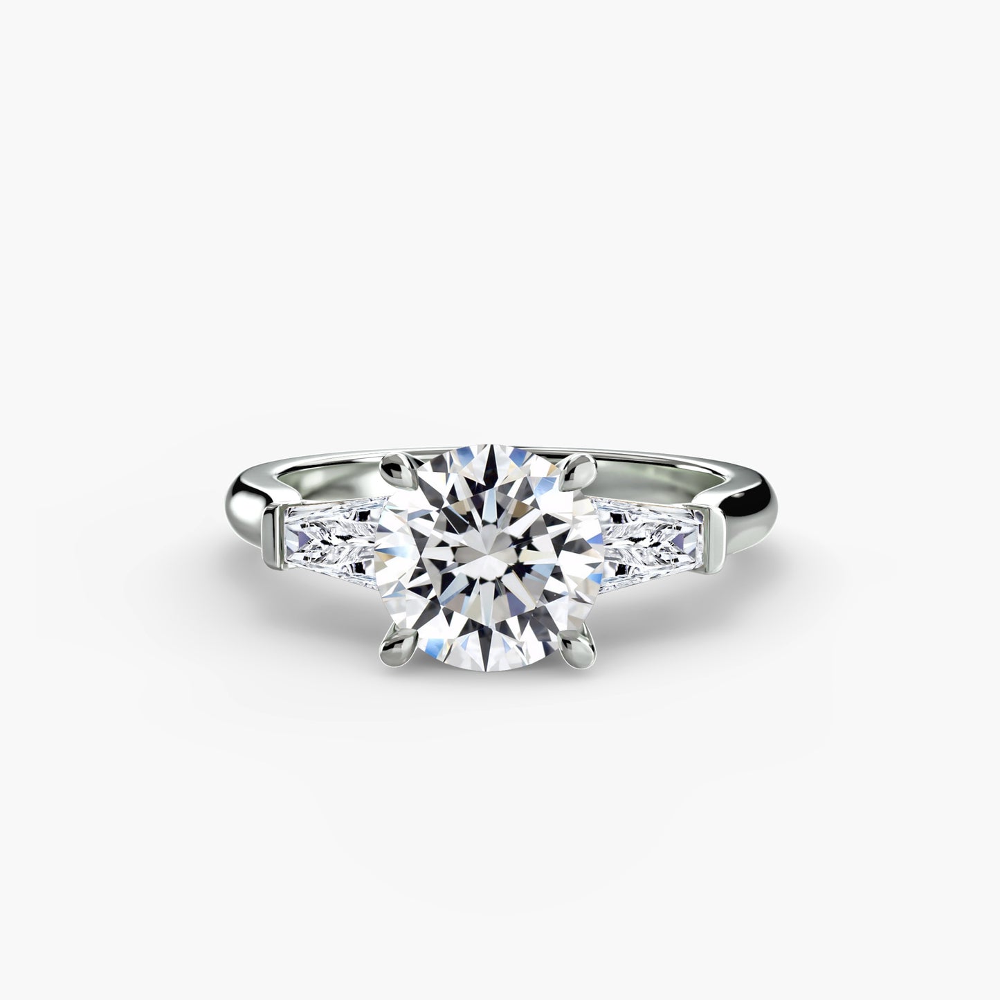 Three-Stone Ring with Baguette Side Stones