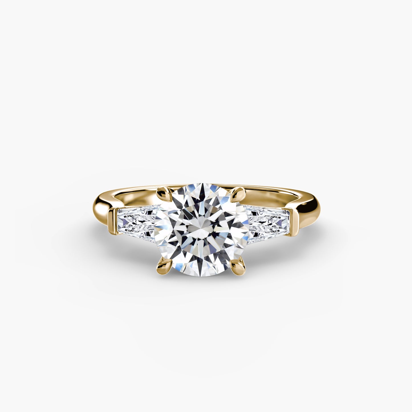 Three-Stone Ring with Baguette Side Stones