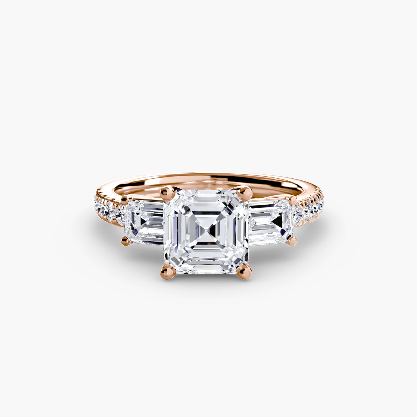 Astoria Three-Stone Ring with Pavé Band