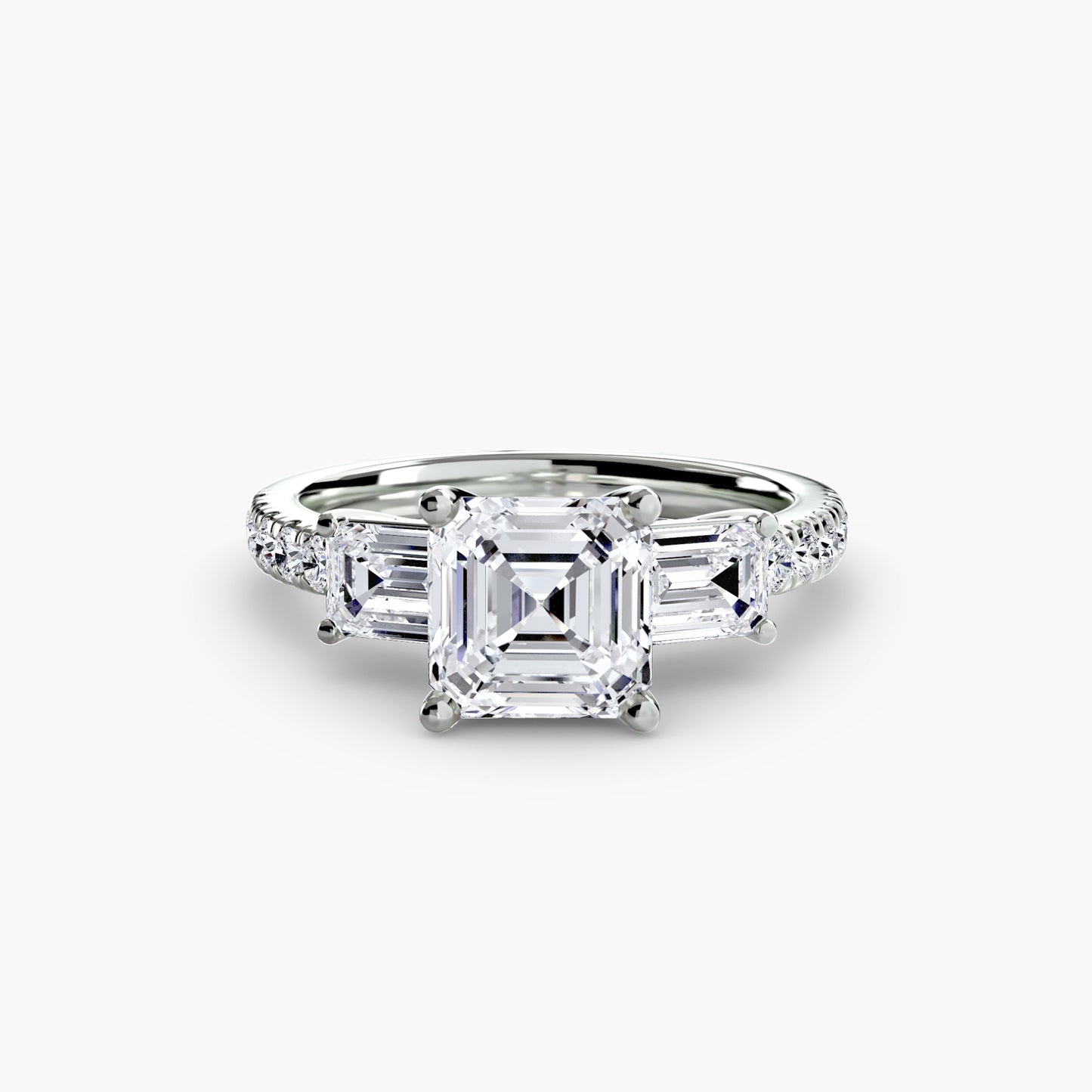 Astoria Three-Stone Ring with Pavé Band