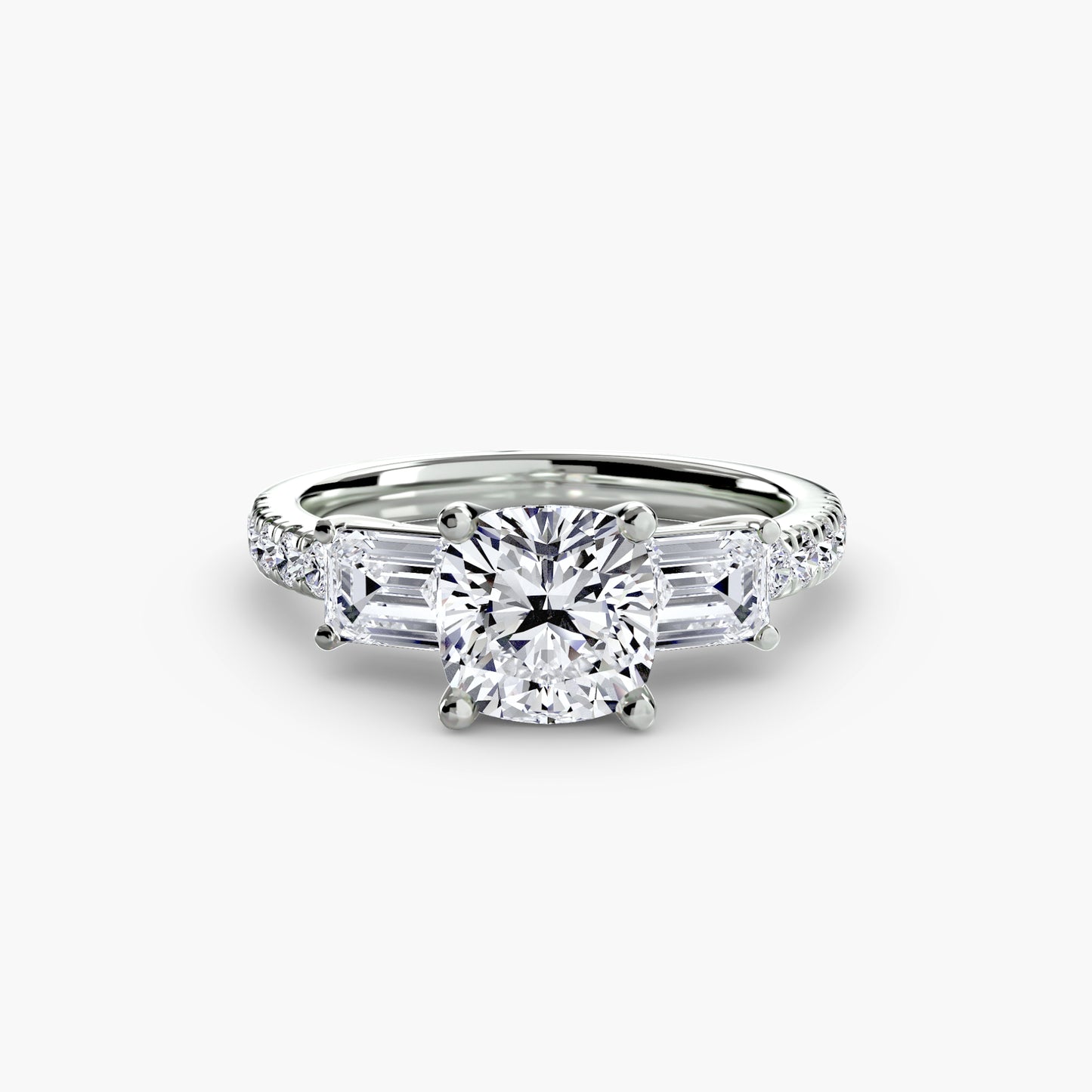 Astoria Three-Stone Ring with Pavé Band