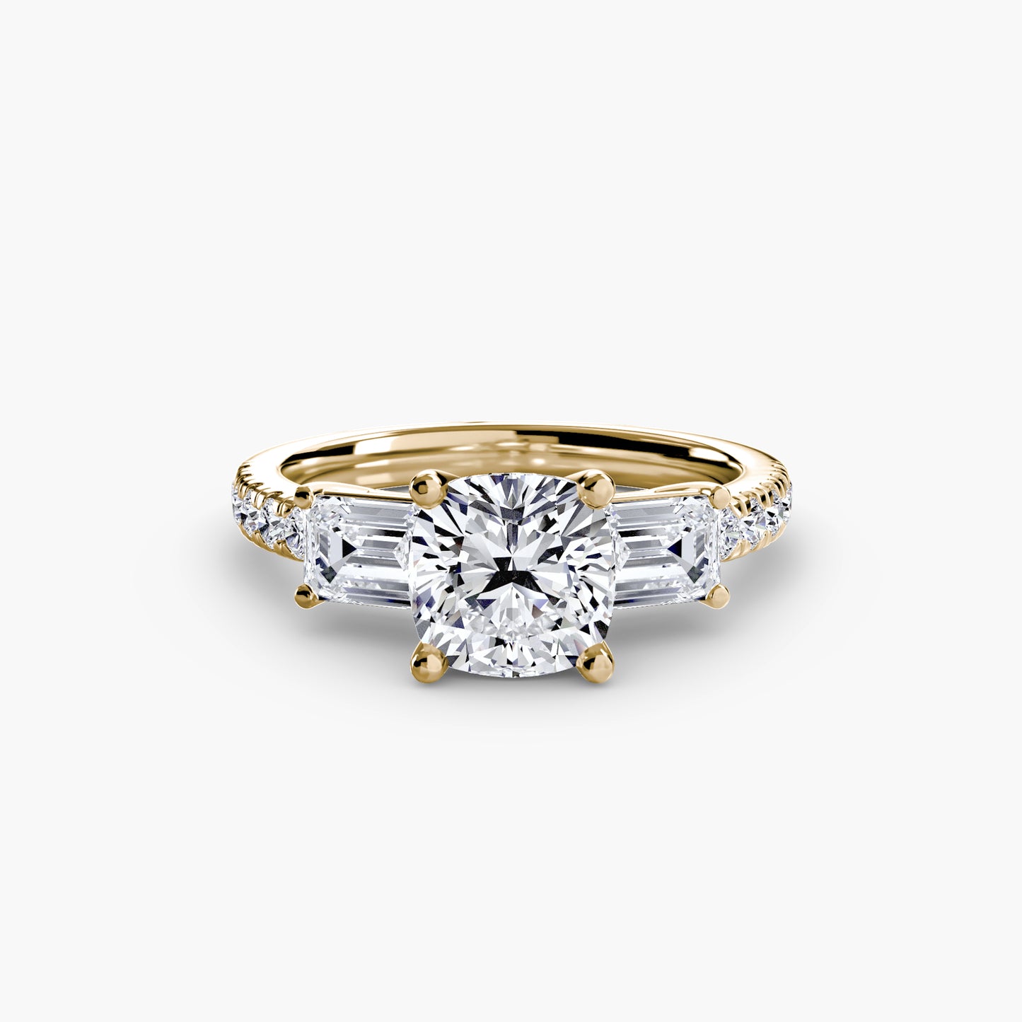 Astoria Three-Stone Ring with Pavé Band