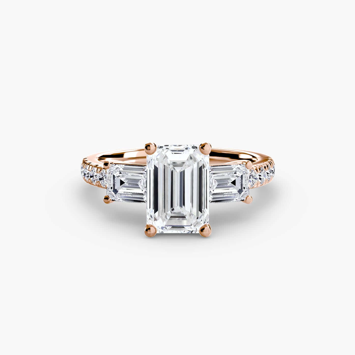 Astoria Three-Stone Ring with Pavé Band