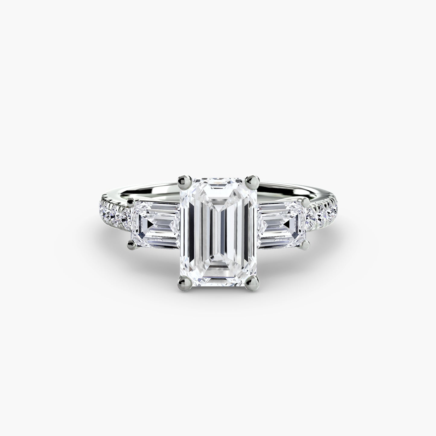 Astoria Three-Stone Ring with Pavé Band