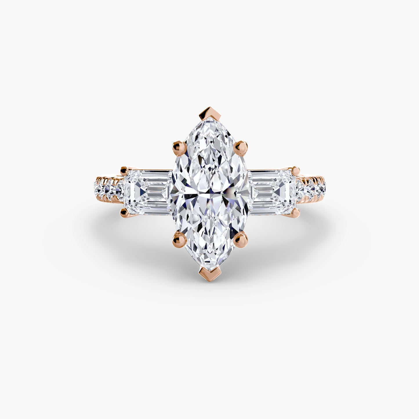 Astoria Three-Stone Ring with Pavé Band