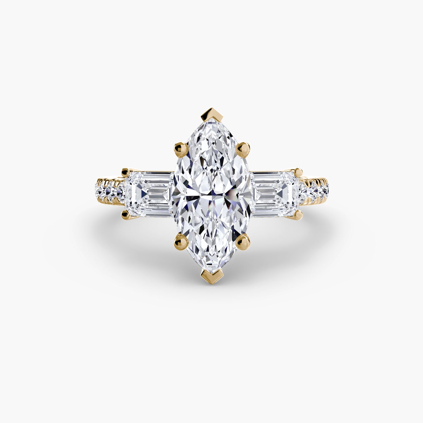Astoria Three-Stone Ring with Pavé Band