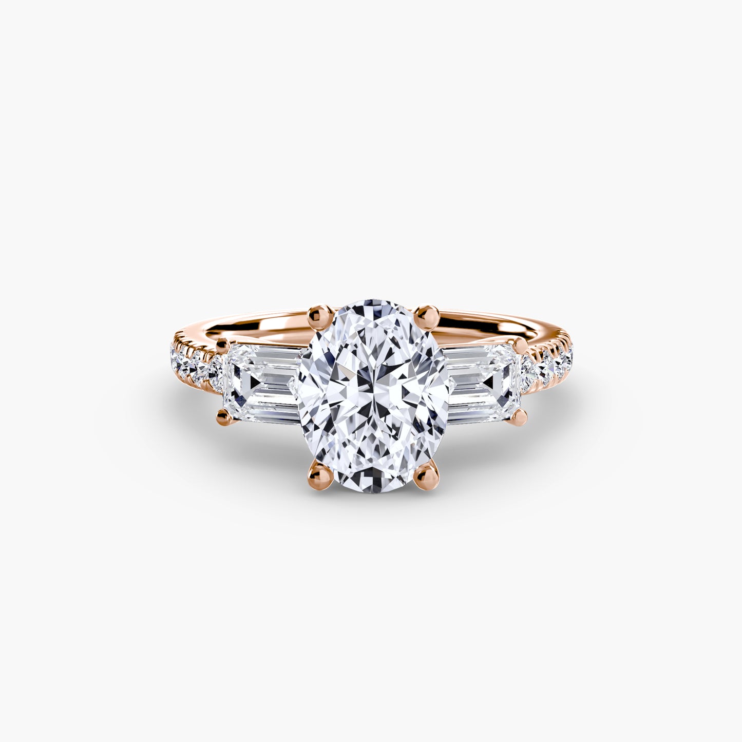 Astoria Three-Stone Ring with Pavé Band