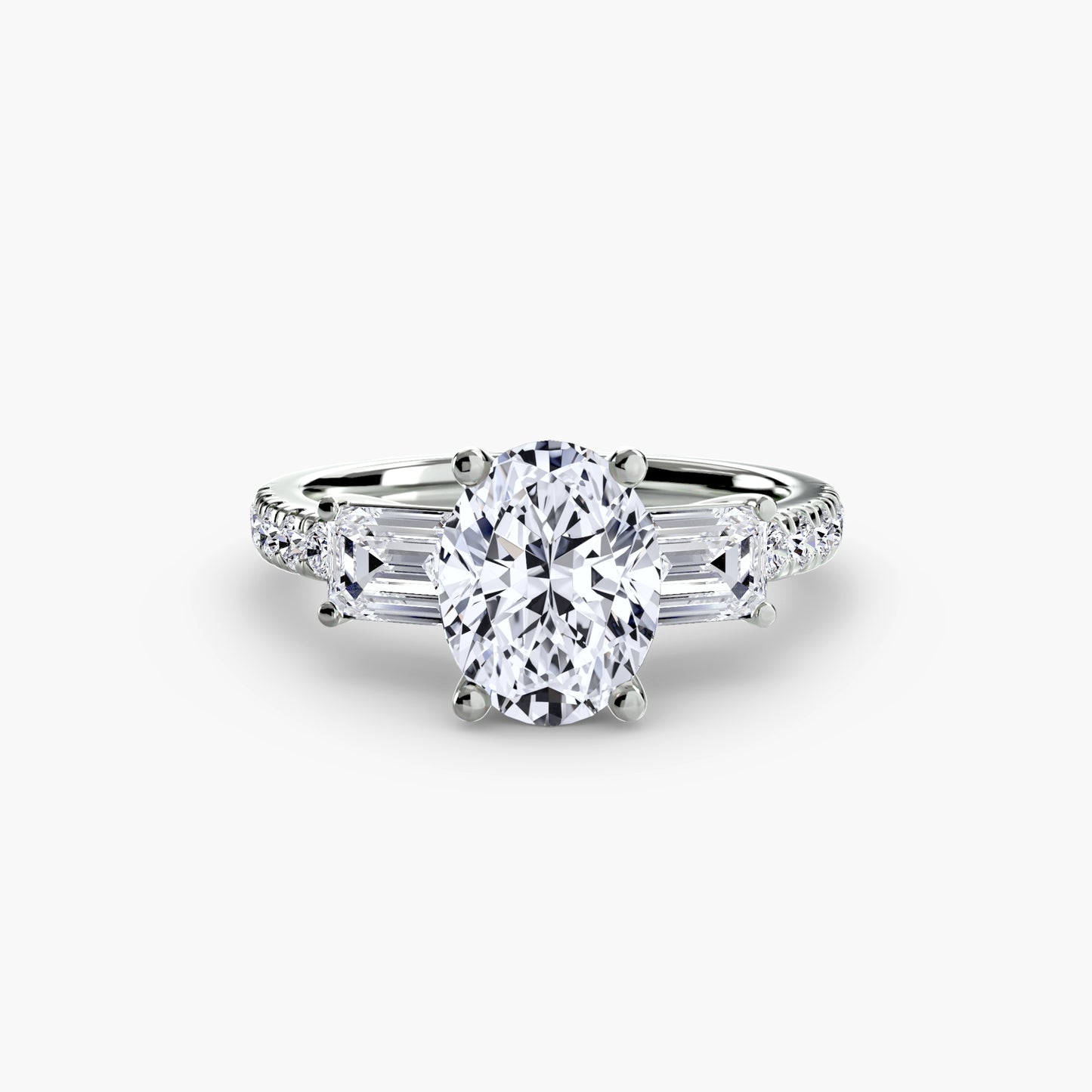 Astoria Three-Stone Ring with Pavé Band