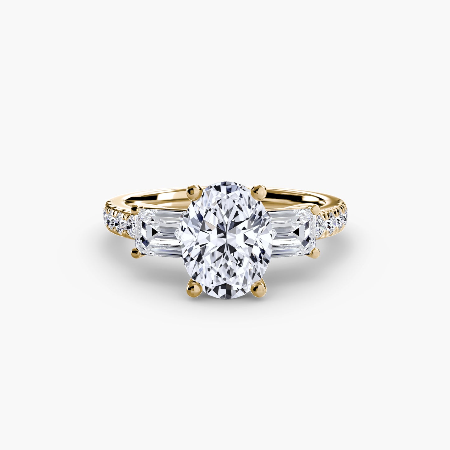 Astoria Three-Stone Ring with Pavé Band