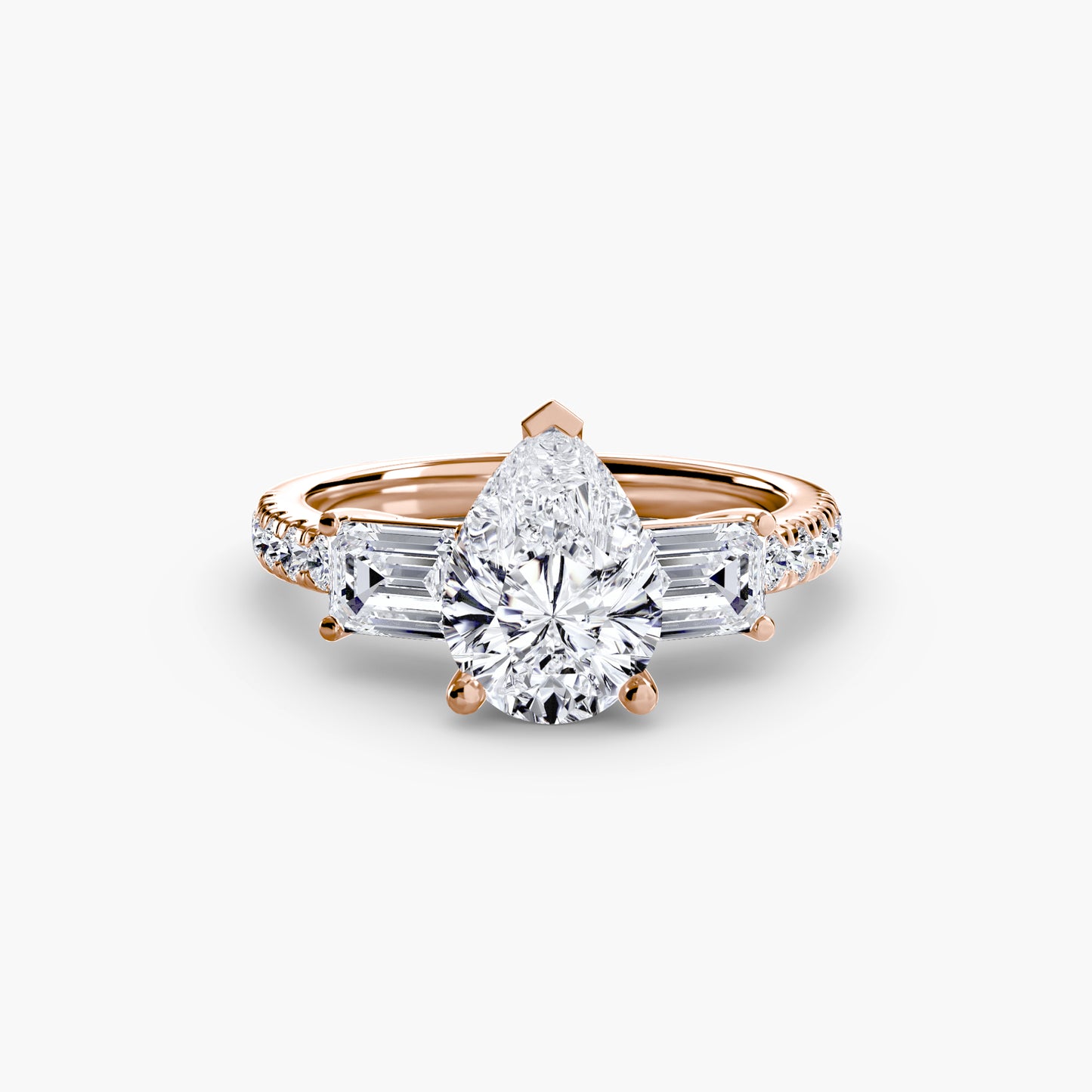 Astoria Three-Stone Ring with Pavé Band