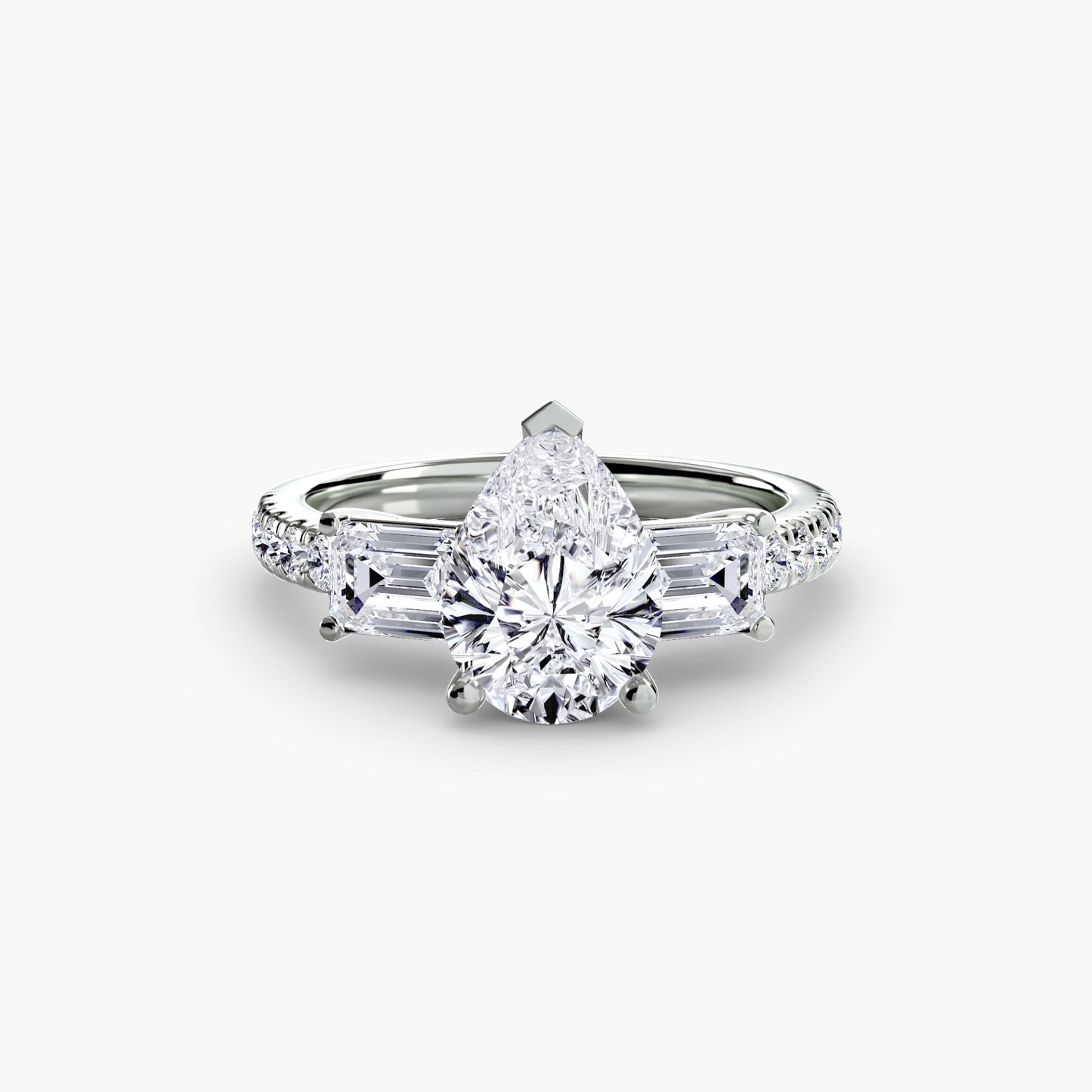 Astoria Three-Stone Ring with Pavé Band