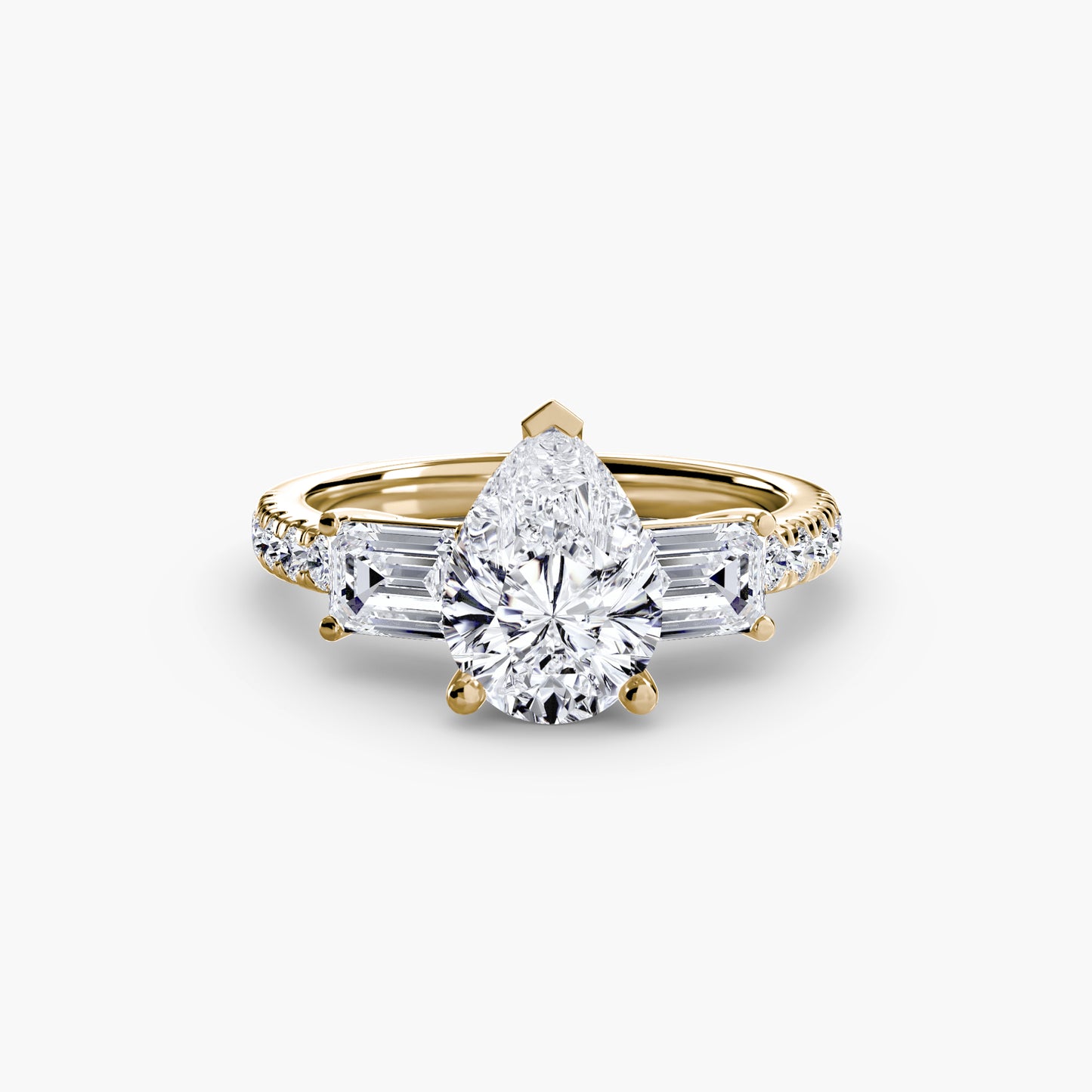 Astoria Three-Stone Ring with Pavé Band