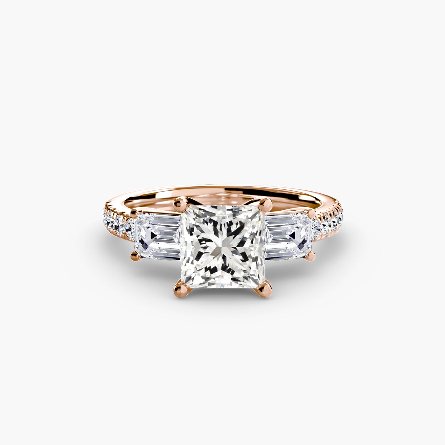 Astoria Three-Stone Ring with Pavé Band