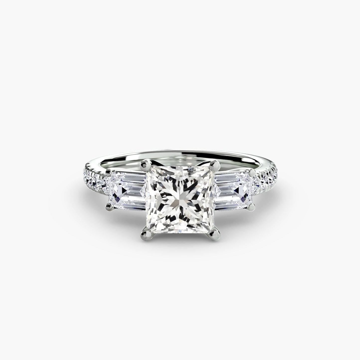 Astoria Three-Stone Ring with Pavé Band