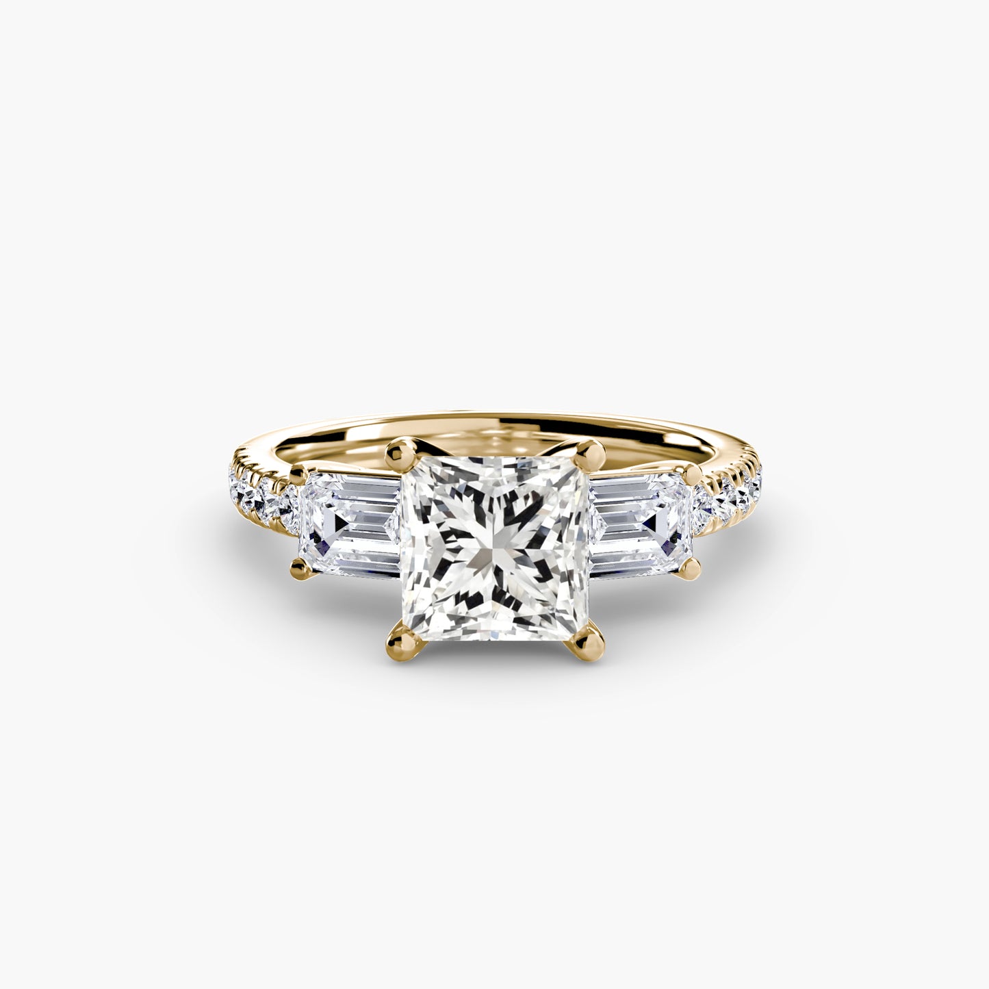 Astoria Three-Stone Ring with Pavé Band