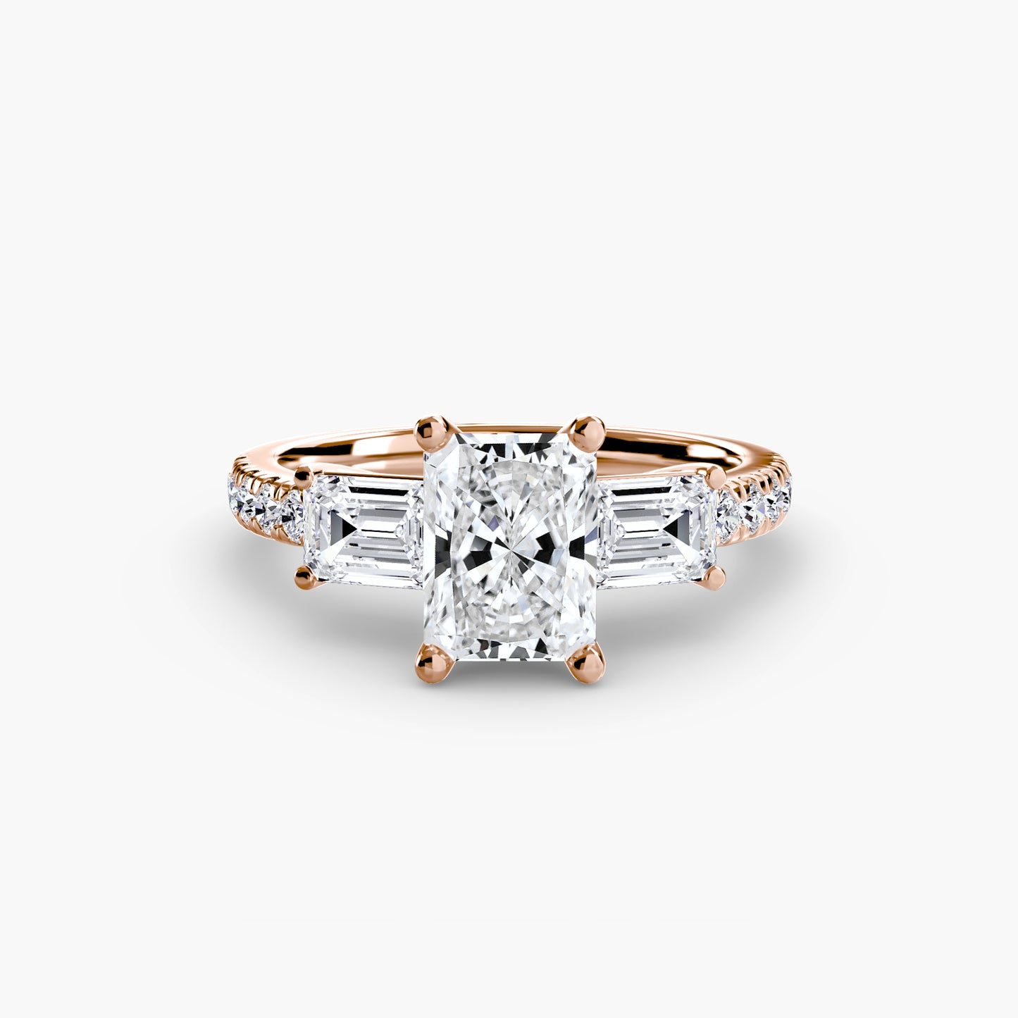 Astoria Three-Stone Ring with Pavé Band