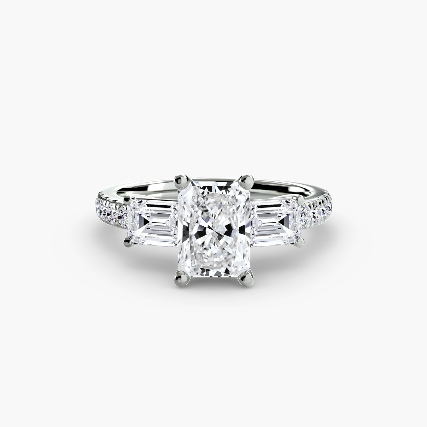 Astoria Three-Stone Ring with Pavé Band
