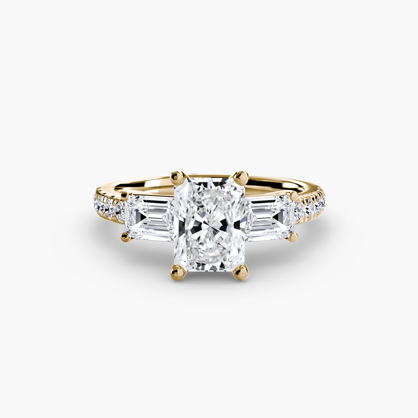 Astoria Three-Stone Ring with Pavé Band