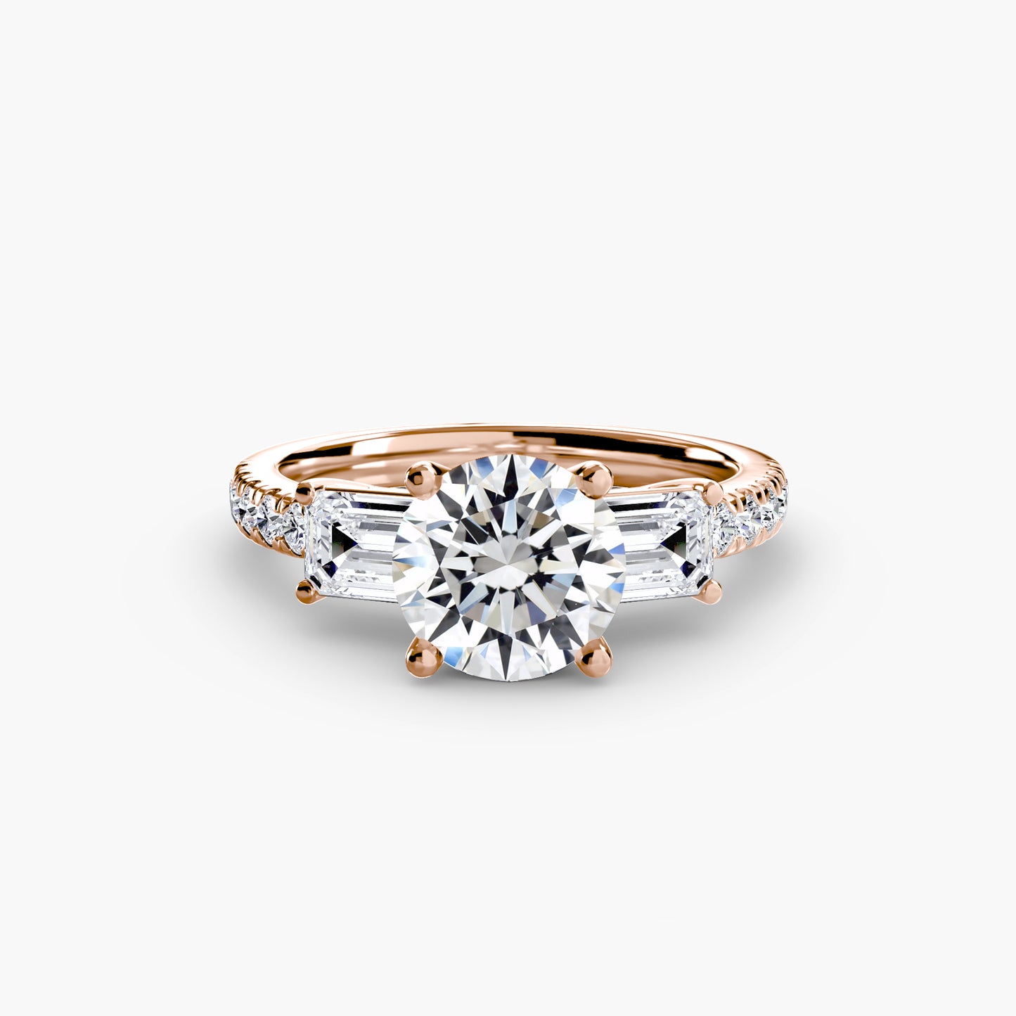 Astoria Three-Stone Ring with Pavé Band