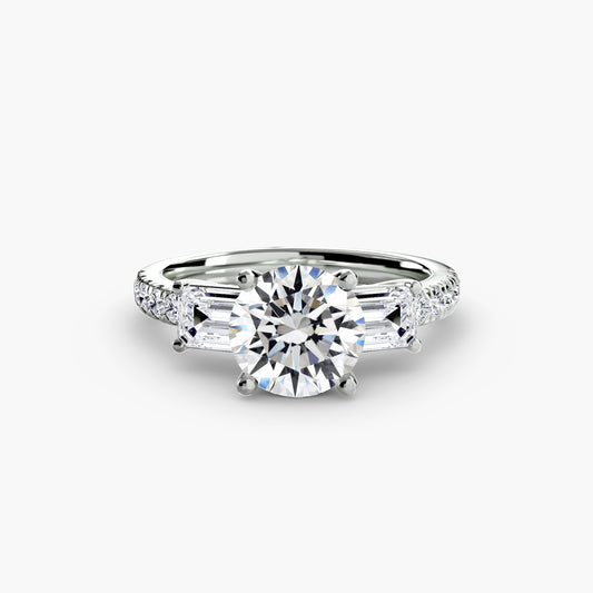 Astoria Three-Stone Ring with Pavé Band