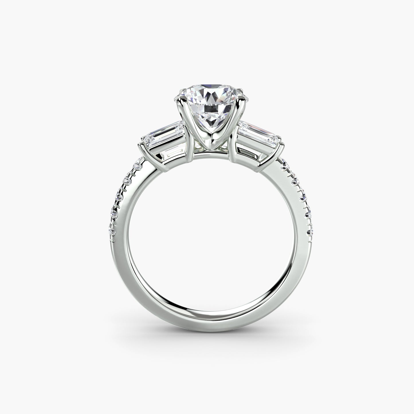 Astoria Three-Stone Ring with Pavé Band