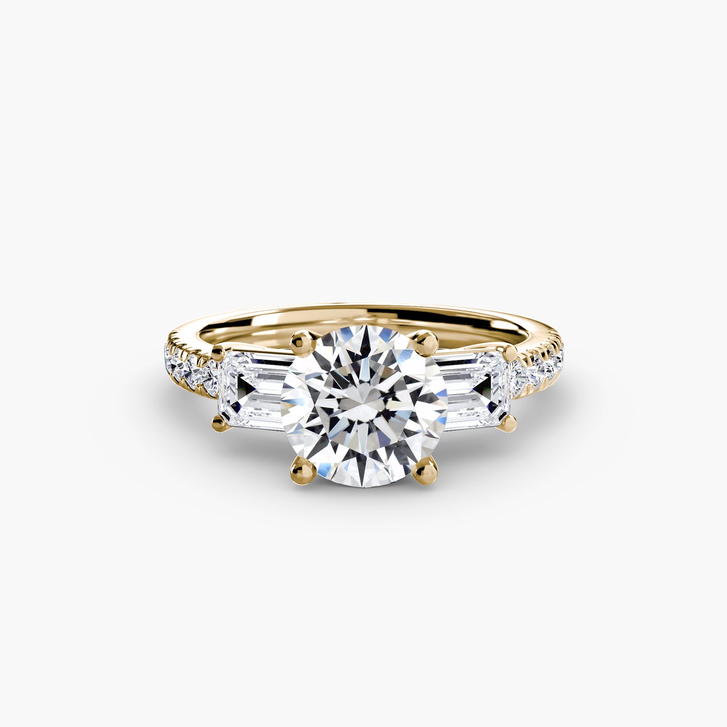Astoria Three-Stone Ring with Pavé Band