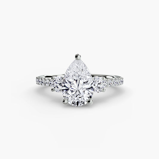 Celestia pear diamond with diamond pave