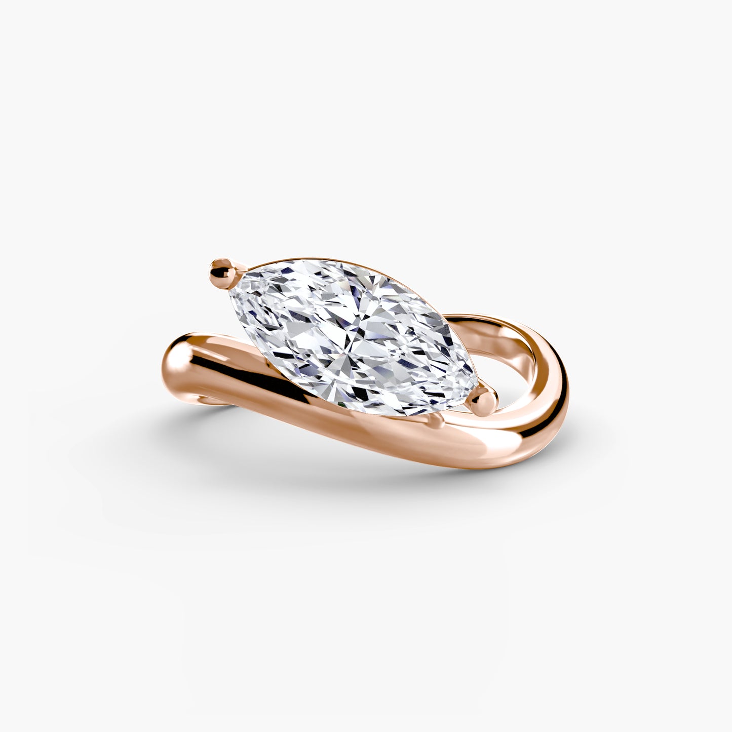 Marquise diamond asymetrical wave ring
