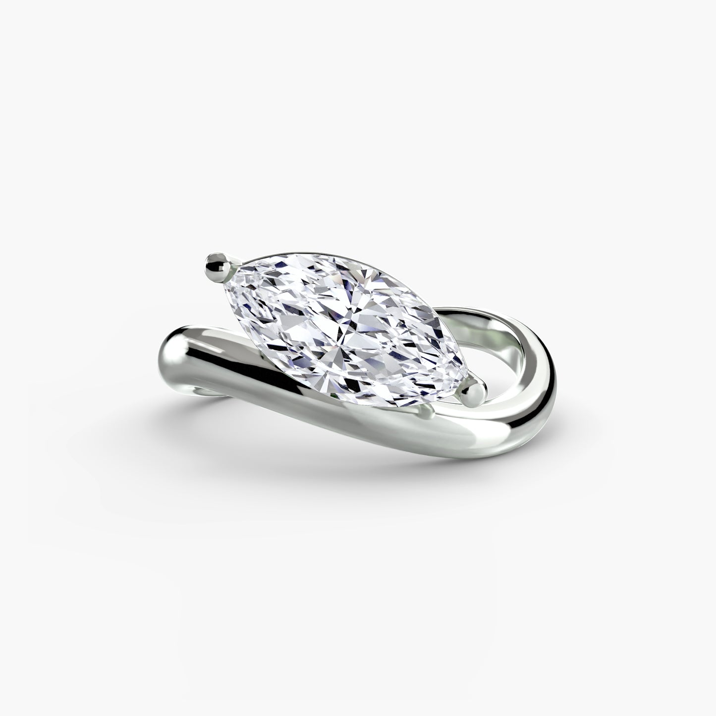 Marquise diamond asymetrical wave ring