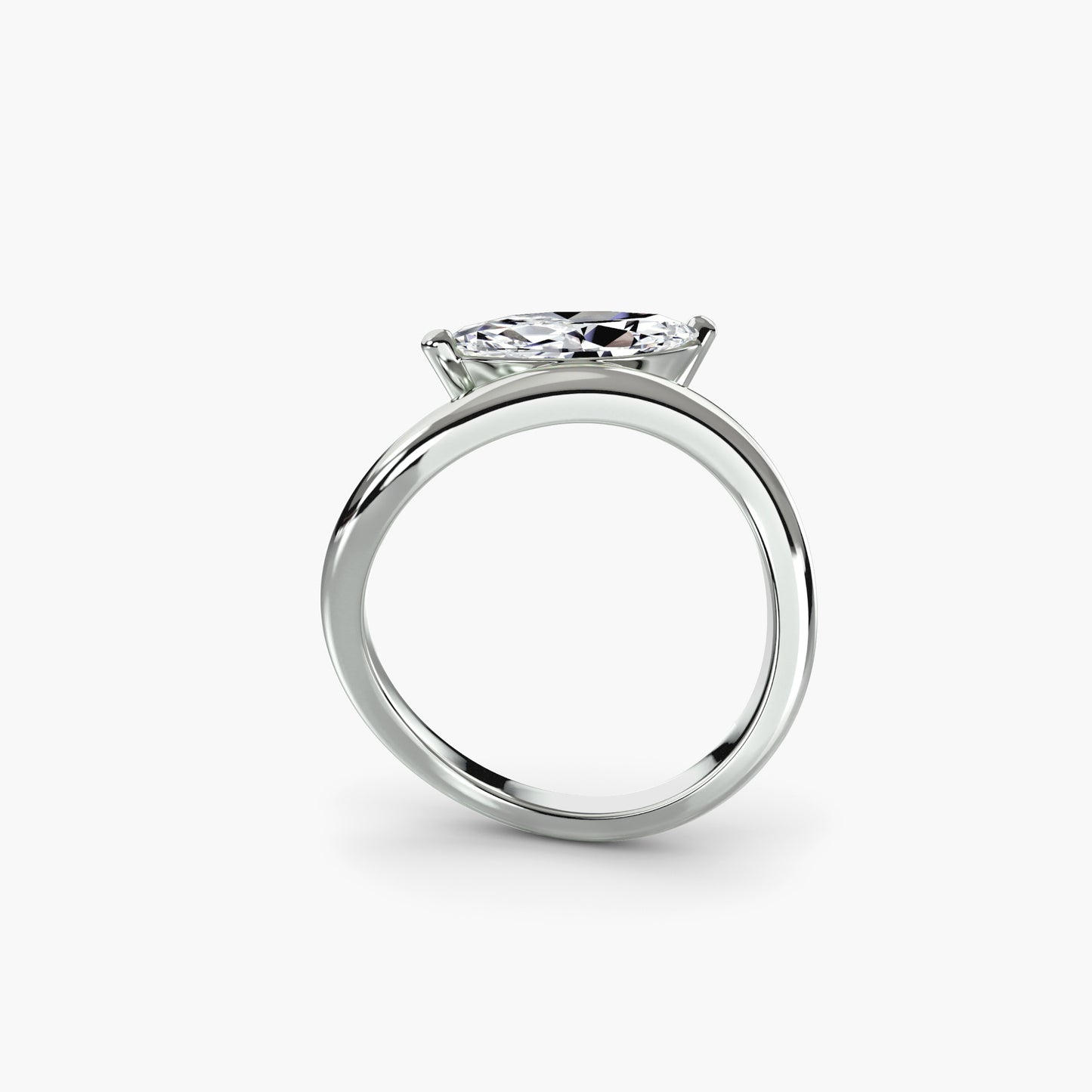 Marquise diamond asymetrical wave ring