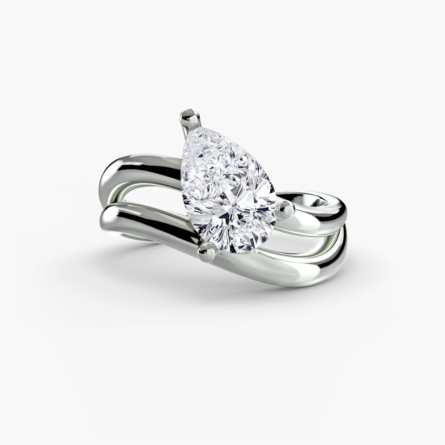The Wave Ring with pear shape diamond