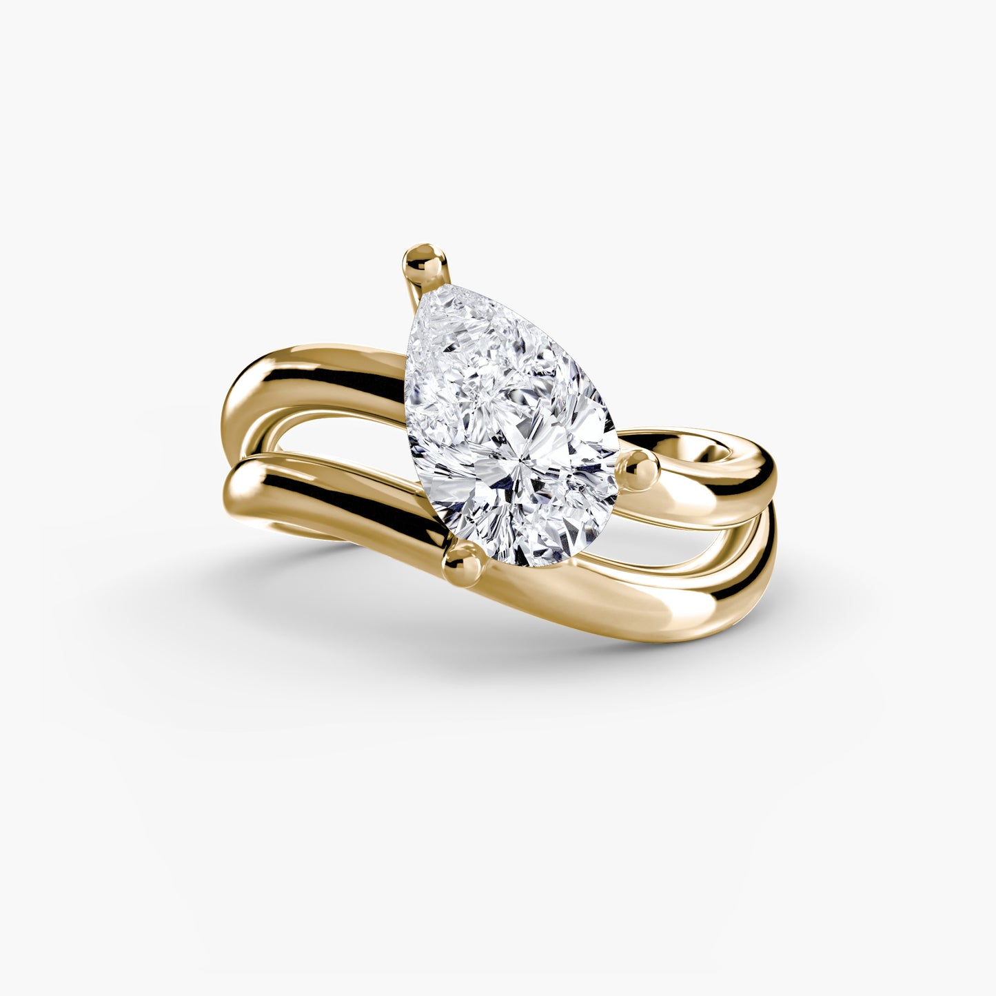 The Wave Ring with pear shape diamond