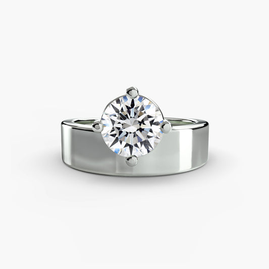 Wide Band off set Dimaond Solitaire ring