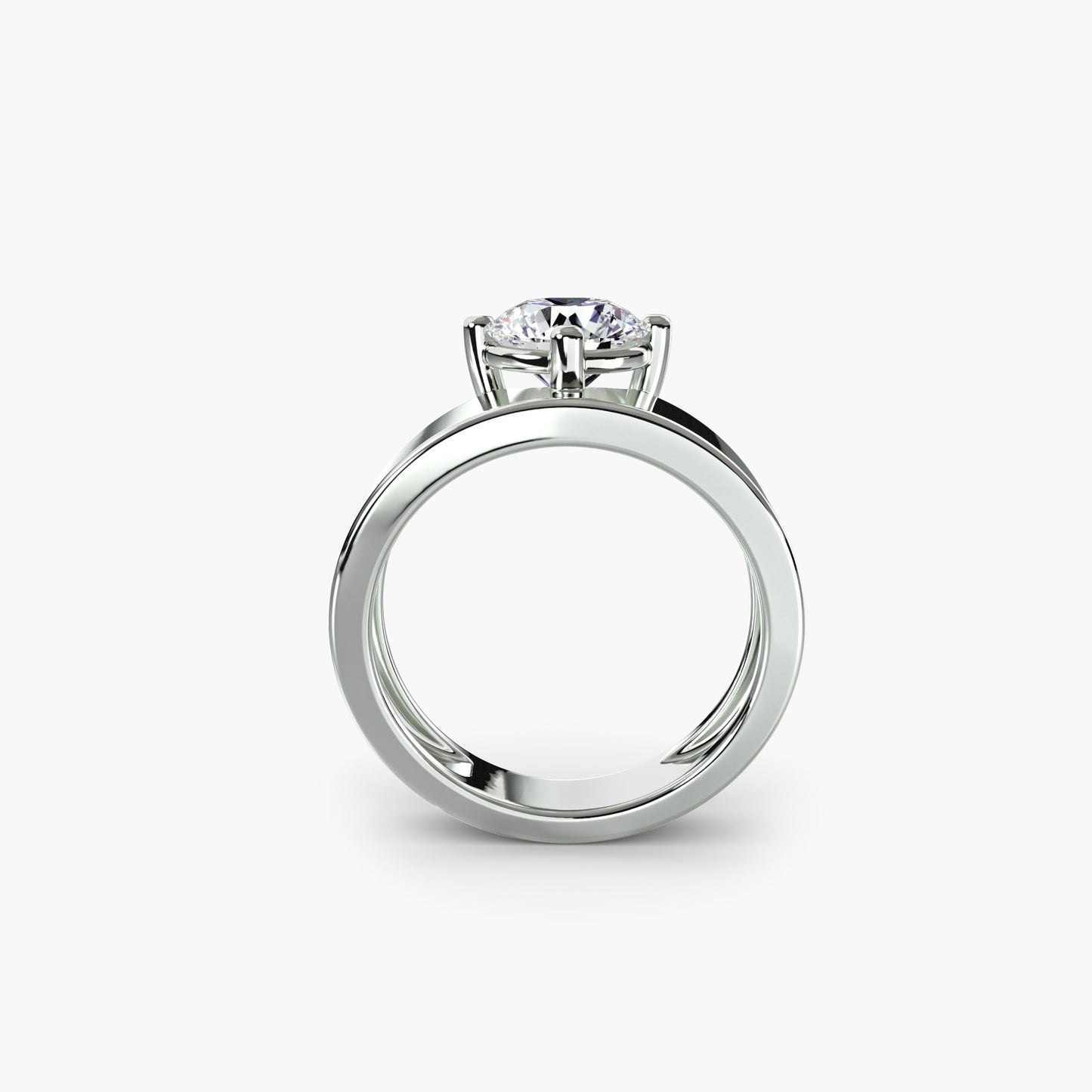 Wide Band off set Dimaond Solitaire ring