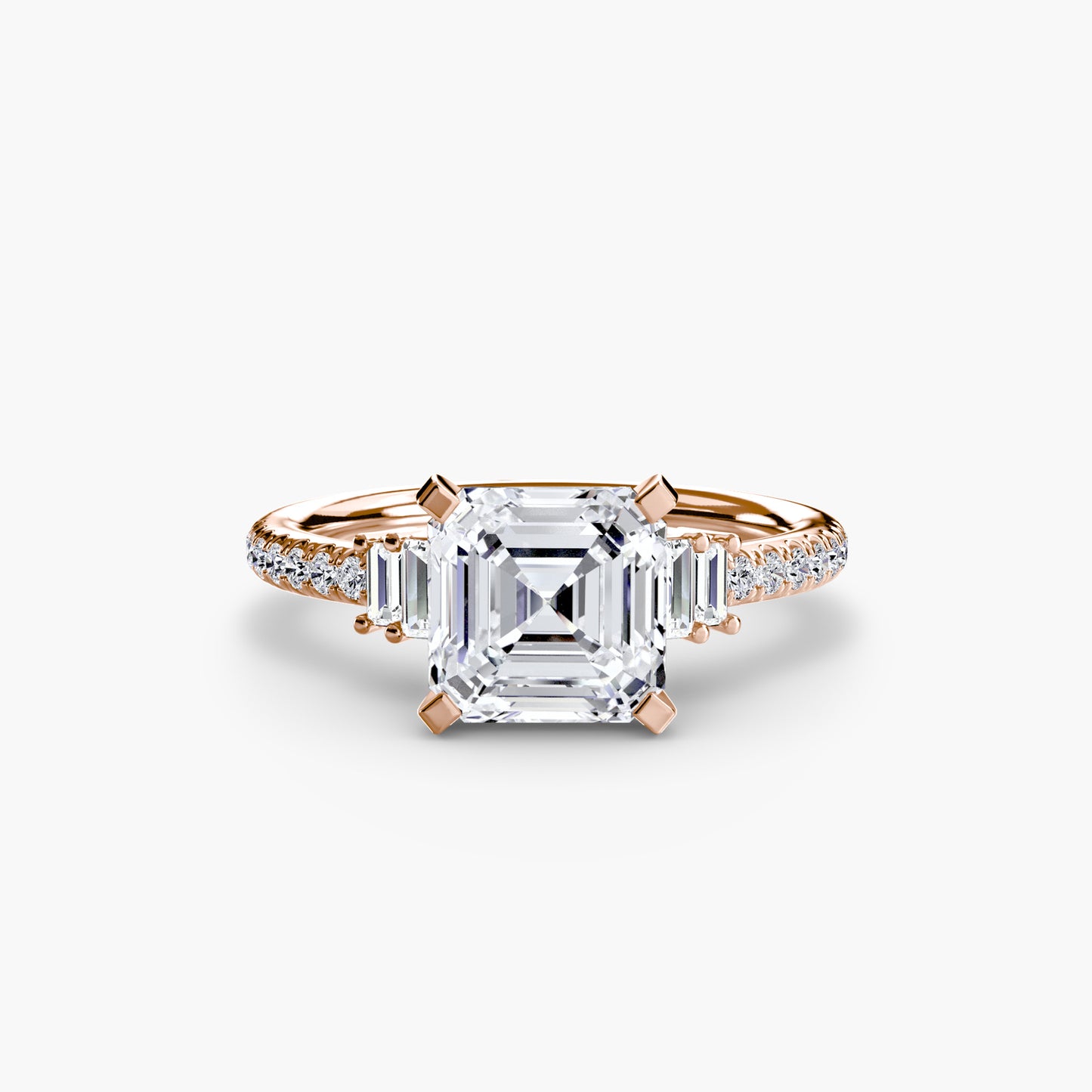 Hall of mirrors diamond solitaire ring with Pavé