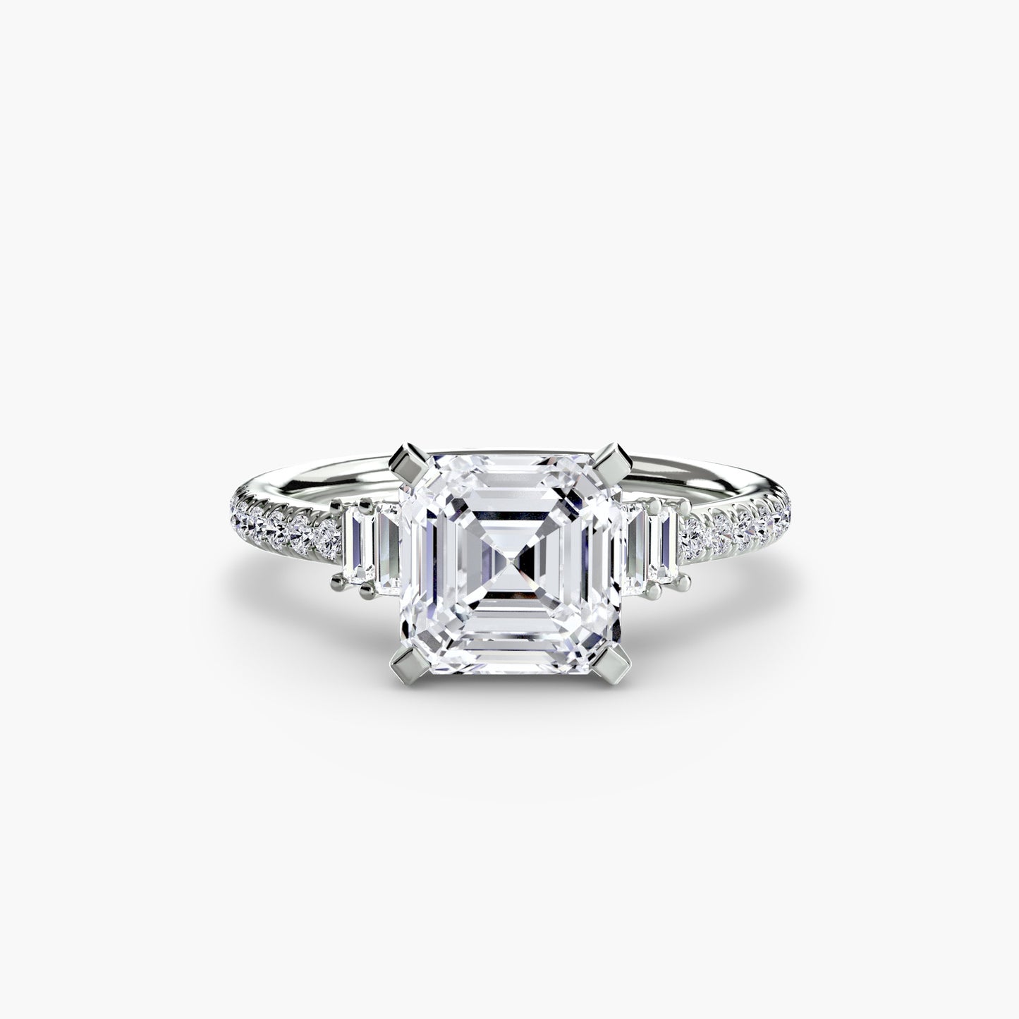 Hall of mirrors diamond solitaire ring with Pavé