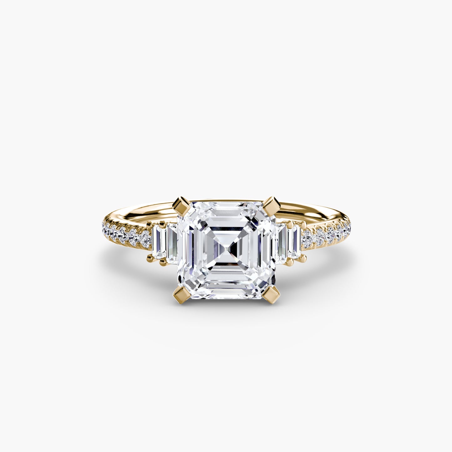 Hall of mirrors diamond solitaire ring with Pavé