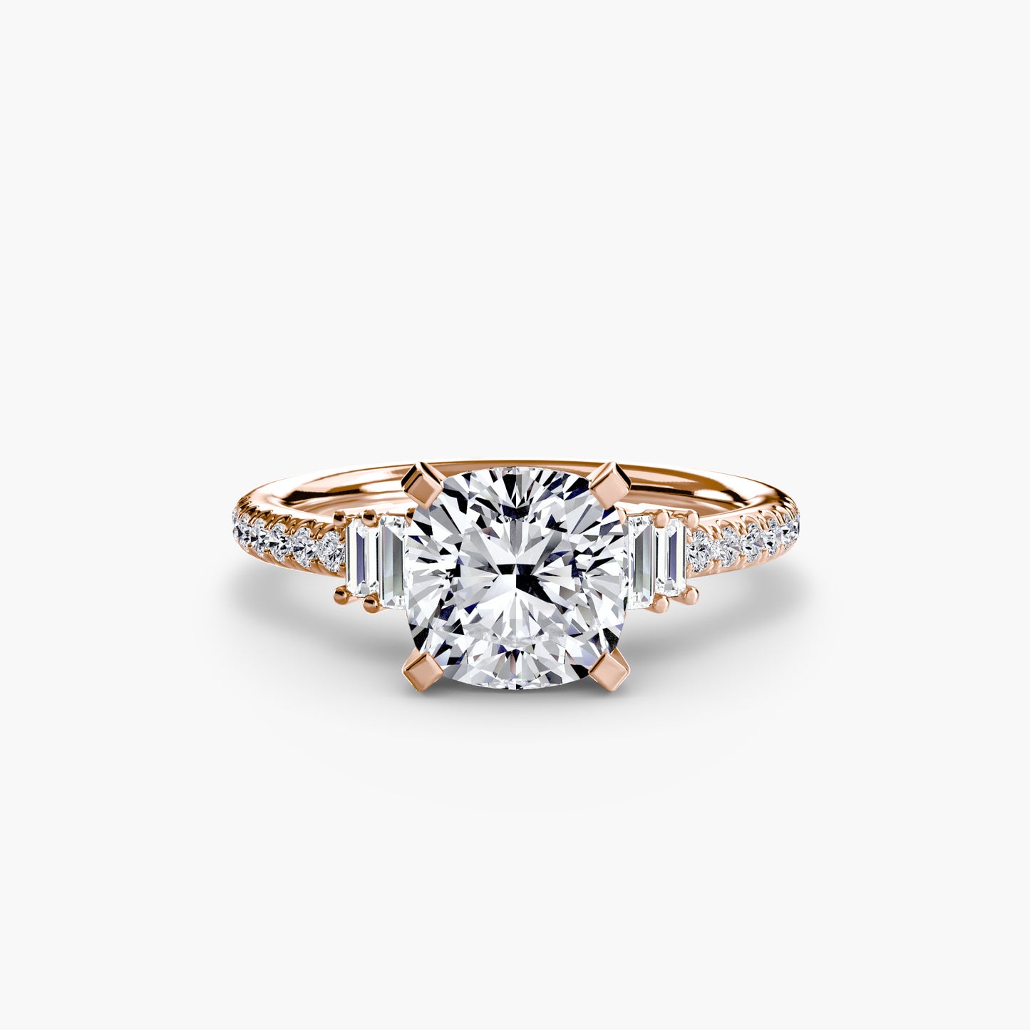 Hall of mirrors diamond solitaire ring with Pavé