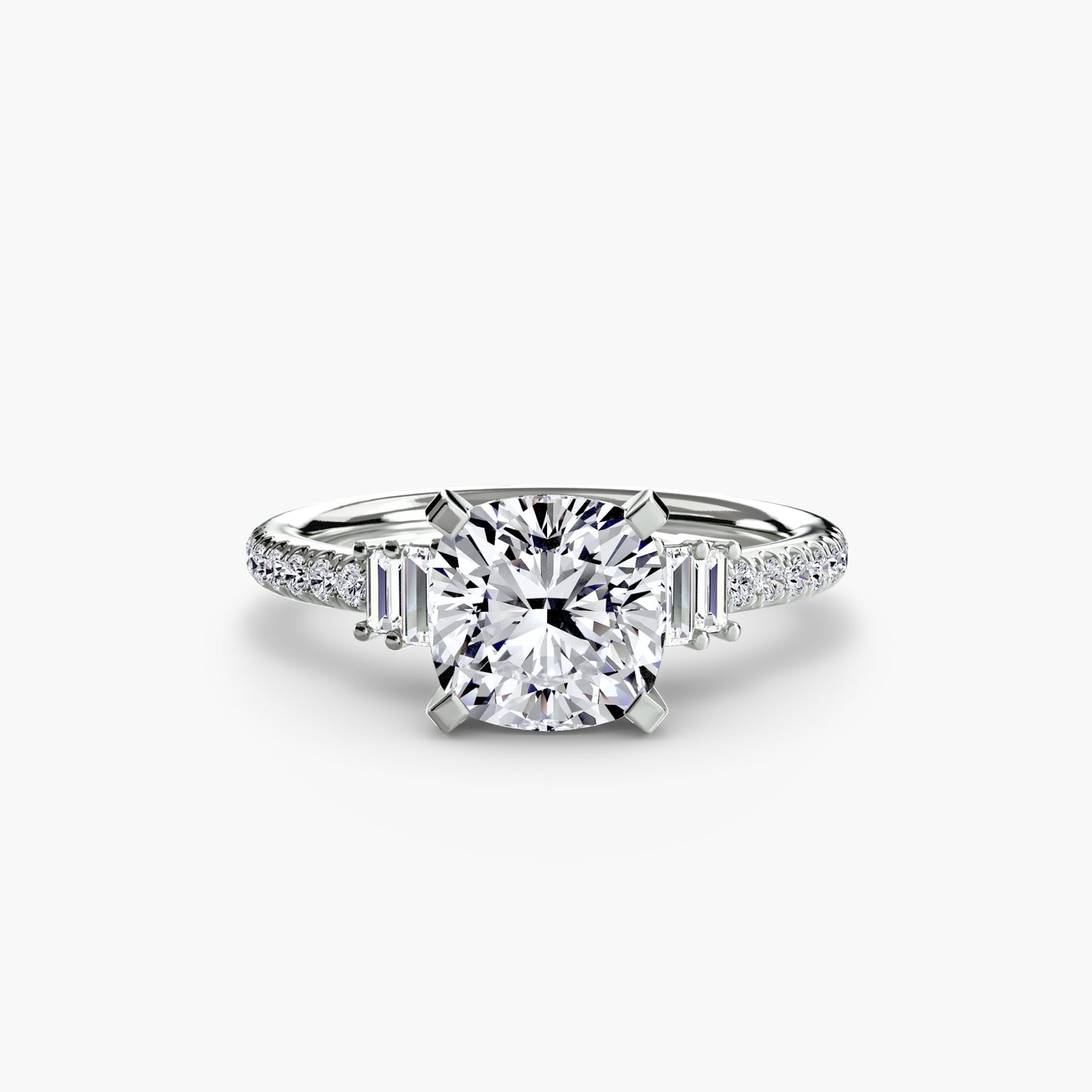 Hall of mirrors diamond solitaire ring with Pavé